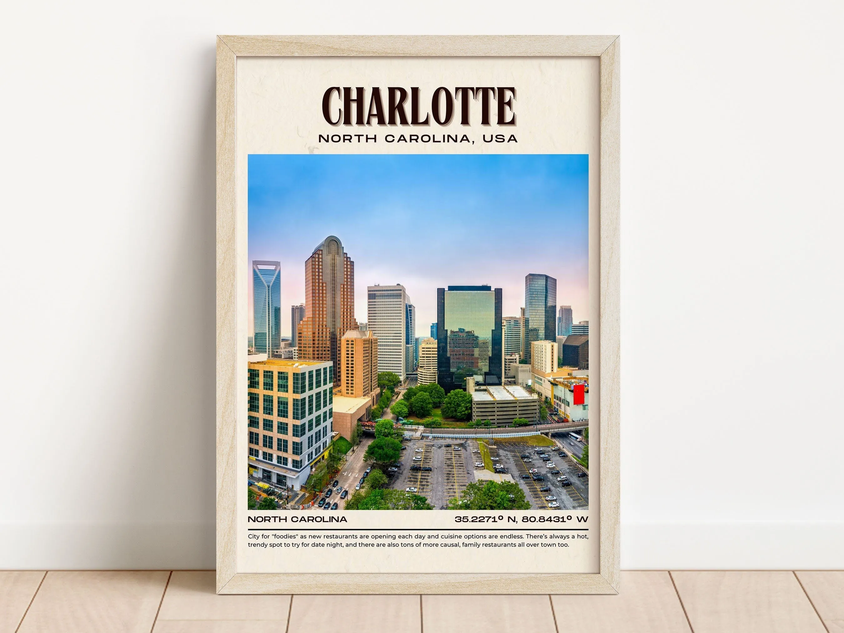 Charlotte Vintage Wall Art,  South Carolina, USA