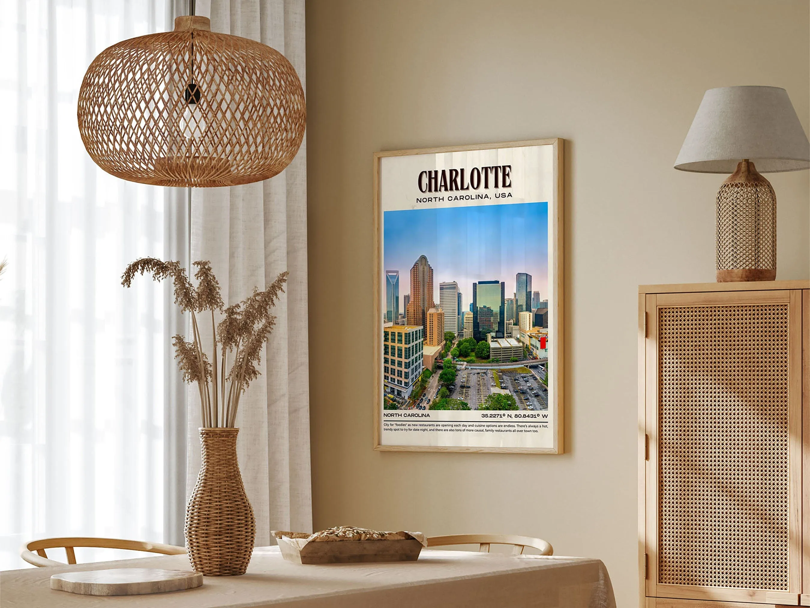 Charlotte Vintage Wall Art,  South Carolina, USA