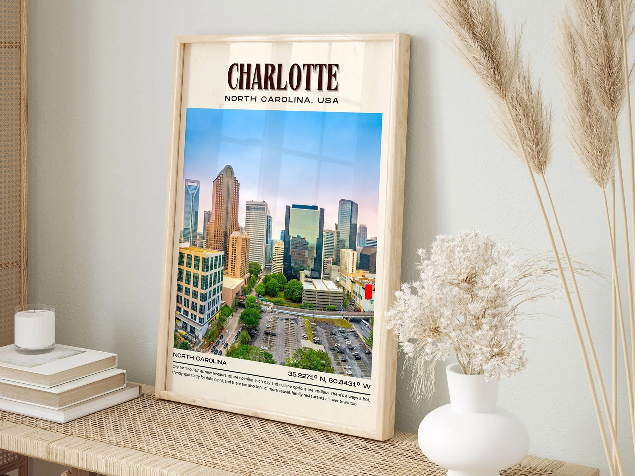 Charlotte Vintage Wall Art,  South Carolina, USA
