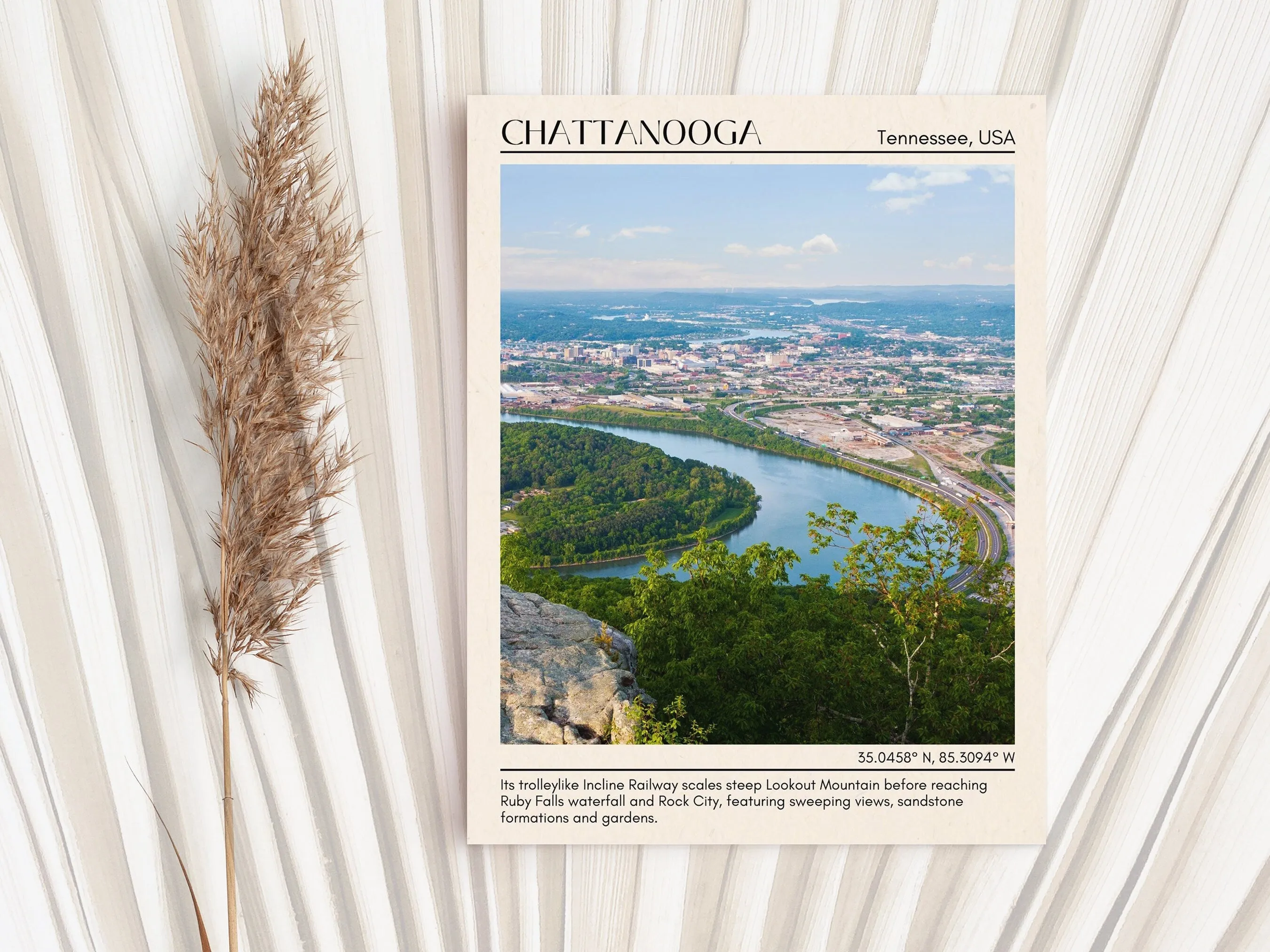 Chattanooga Minimal Wall Art, Tennessee, USA