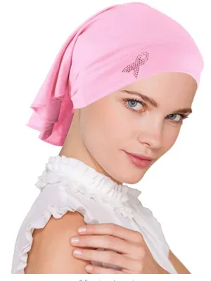 Chemo Bandana with Pink Ribbon Metallic Rhinestones