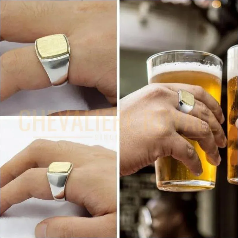 Chevalière homme personnalisable en argent style simple