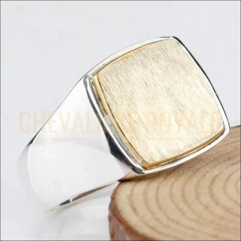 Chevalière homme personnalisable en argent style simple