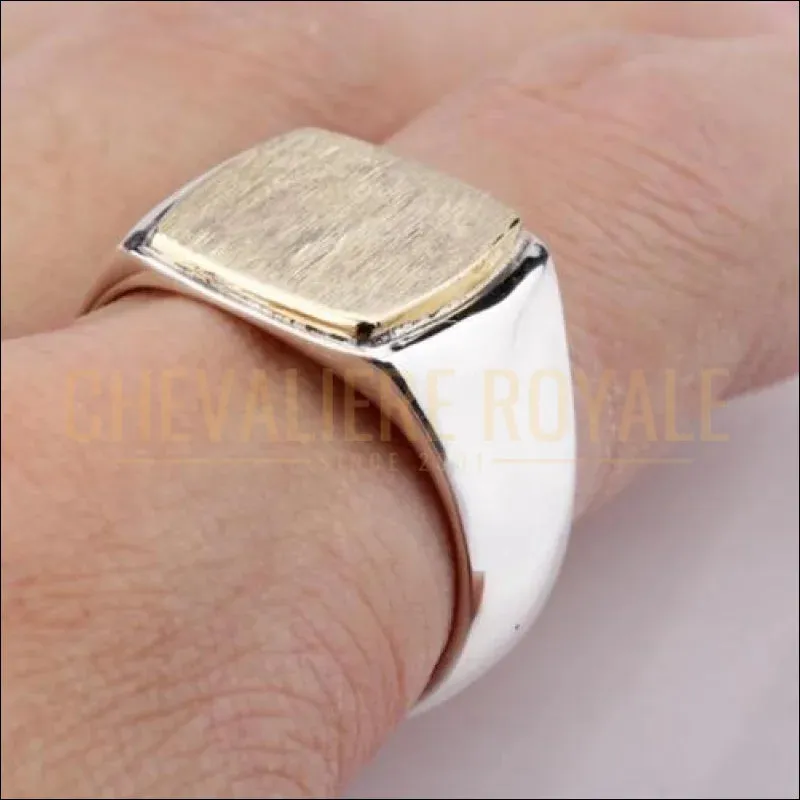 Chevalière homme personnalisable en argent style simple