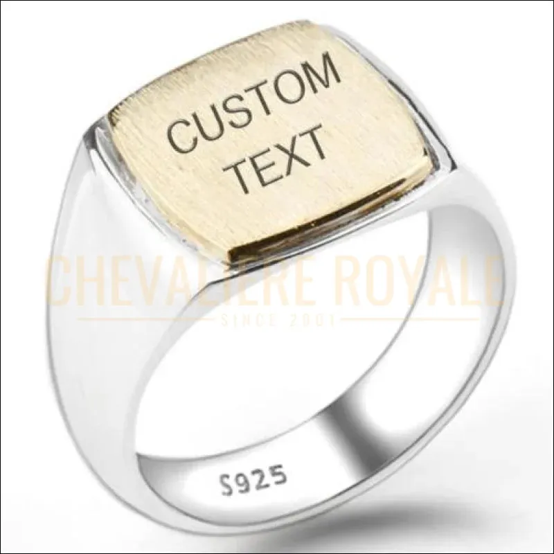 Chevalière homme personnalisable en argent style simple