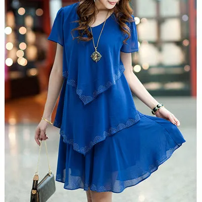 Chiffon Short Sleeved Layer Dress