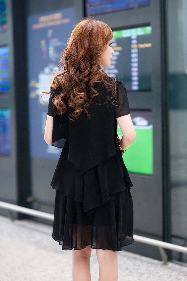 Chiffon Short Sleeved Layer Dress