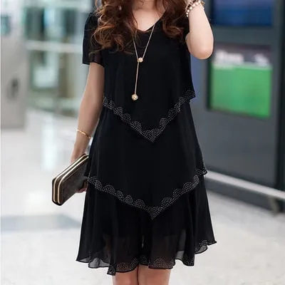 Chiffon Short Sleeved Layer Dress