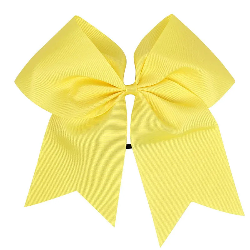 Chixx Solid Plain Basic Cheer Dance Softball Bows - Bright Yellow