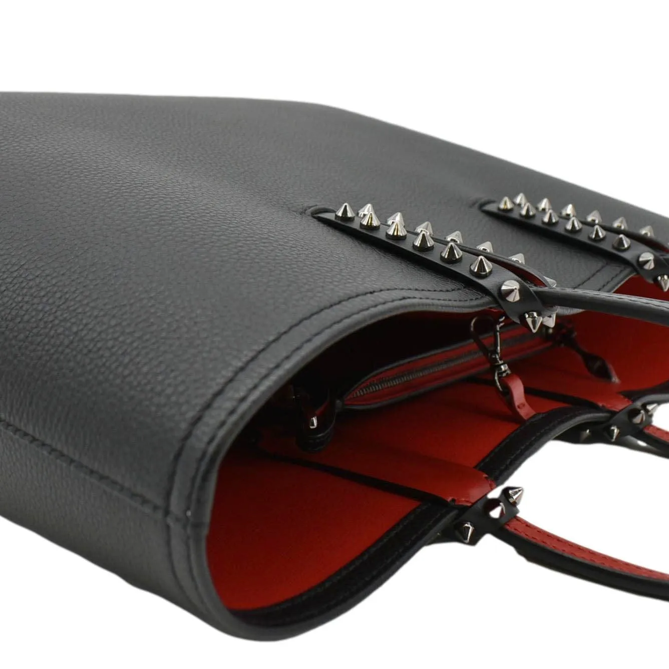 CHRISTIAN LOUBOUTIN Studded Cabata Leather Tote Bag Black