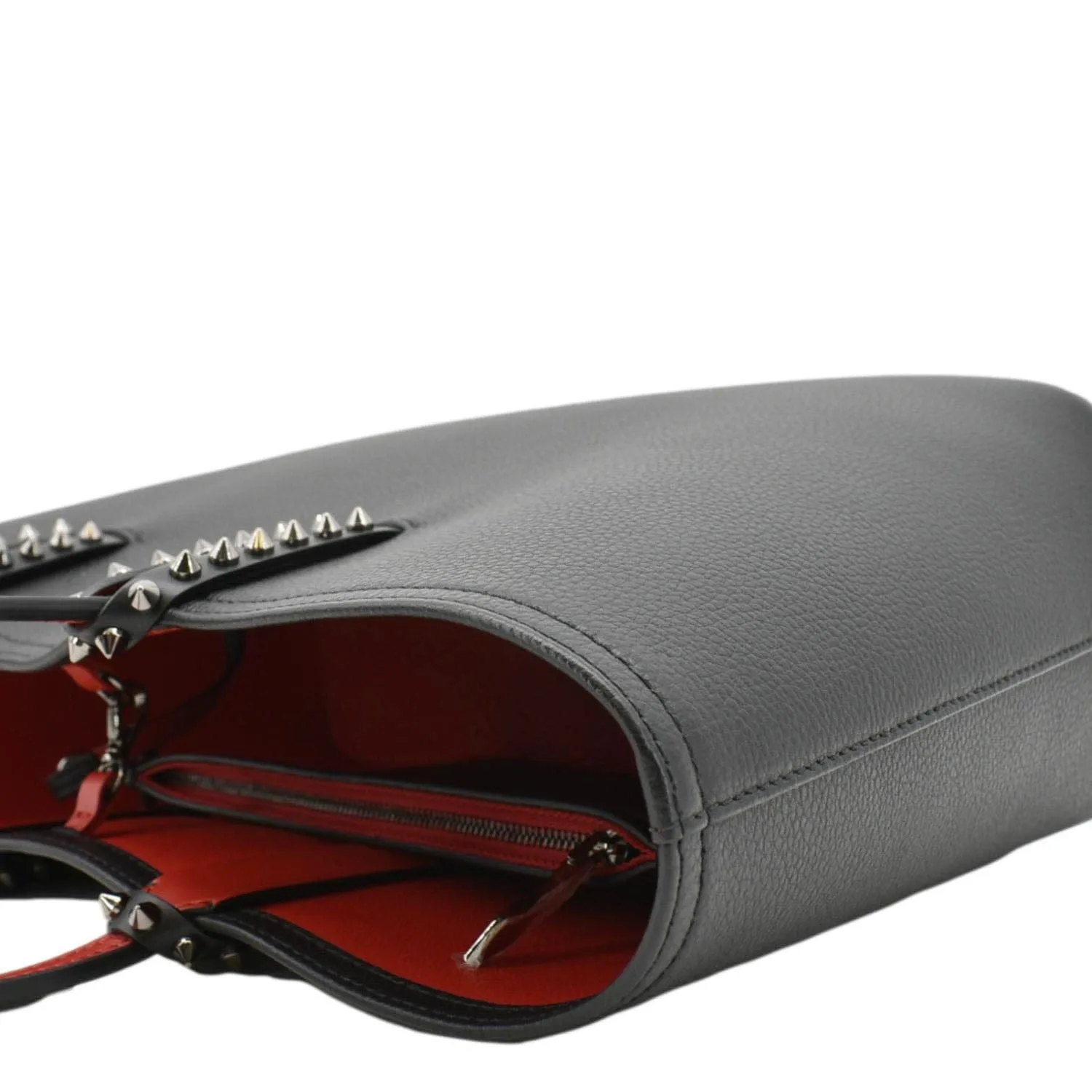 CHRISTIAN LOUBOUTIN Studded Cabata Leather Tote Bag Black