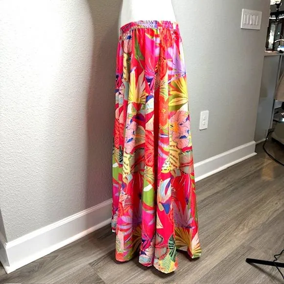 Christian Siriano NEW Gorgeous Colorful Tropical Maxi Skirt Sz Large