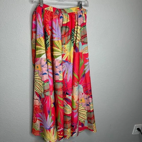 Christian Siriano NEW Gorgeous Colorful Tropical Maxi Skirt Sz Large