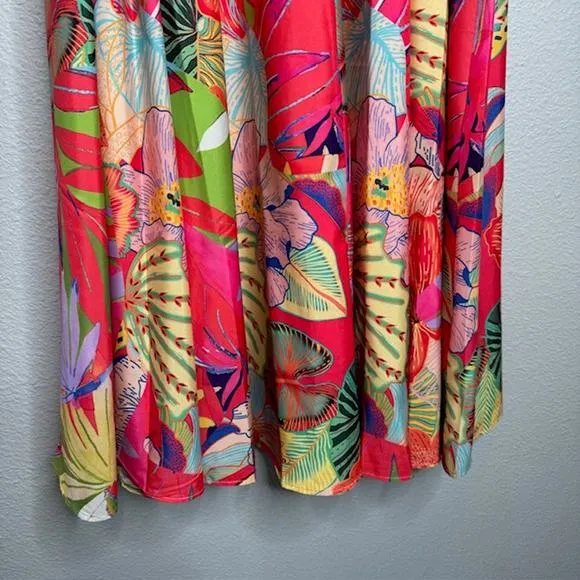 Christian Siriano NEW Gorgeous Colorful Tropical Maxi Skirt Sz Large