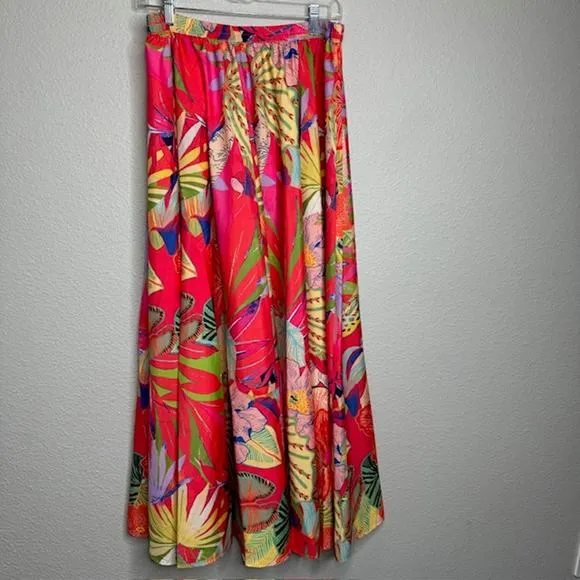 Christian Siriano NEW Gorgeous Colorful Tropical Maxi Skirt Sz Large