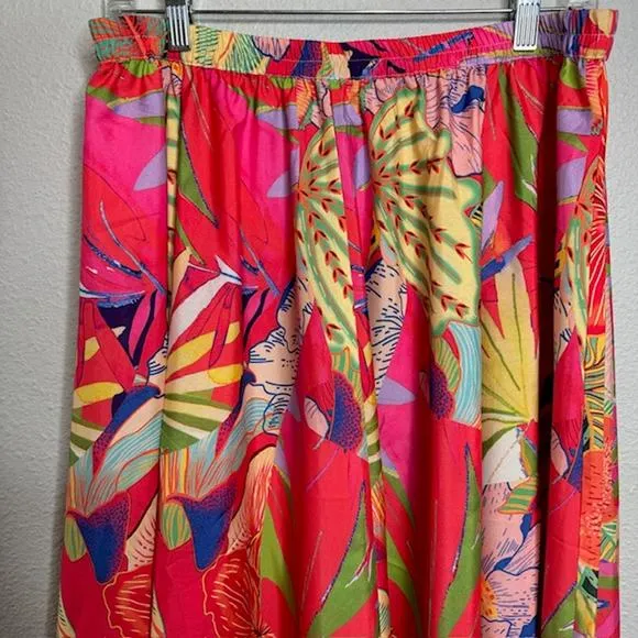 Christian Siriano NEW Gorgeous Colorful Tropical Maxi Skirt Sz Large