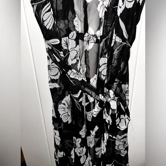 Cinema Etoile Chiffon Floral Sheer Robe Nightgown Panty 3pc Set 3X Fairy NEW