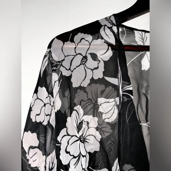 Cinema Etoile Chiffon Floral Sheer Robe Nightgown Panty 3pc Set 3X Fairy NEW