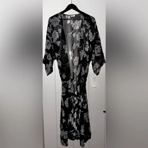 Cinema Etoile Chiffon Floral Sheer Robe Nightgown Panty 3pc Set 3X Fairy NEW