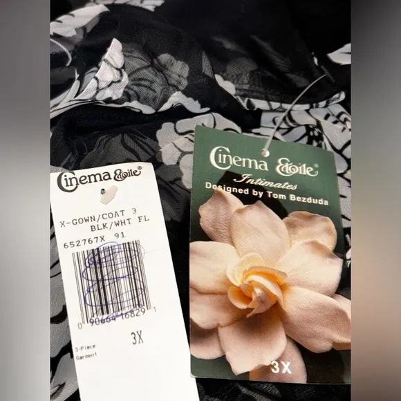 Cinema Etoile Chiffon Floral Sheer Robe Nightgown Panty 3pc Set 3X Fairy NEW