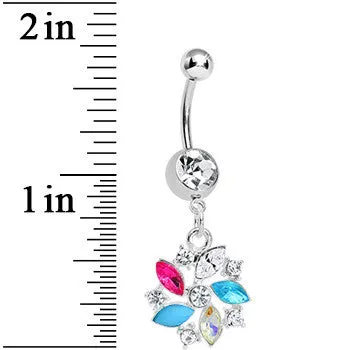 Clear Gem Americana Pinwheel Dangle Belly Ring