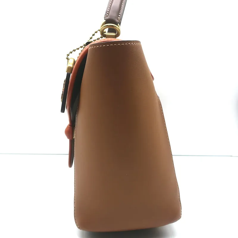 COACH Courier Carryall Top Handle Bag Brown Colorblock Leather Shoulder Bag