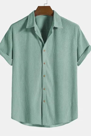 Corduroy Button Up Short Sleeved Shirt