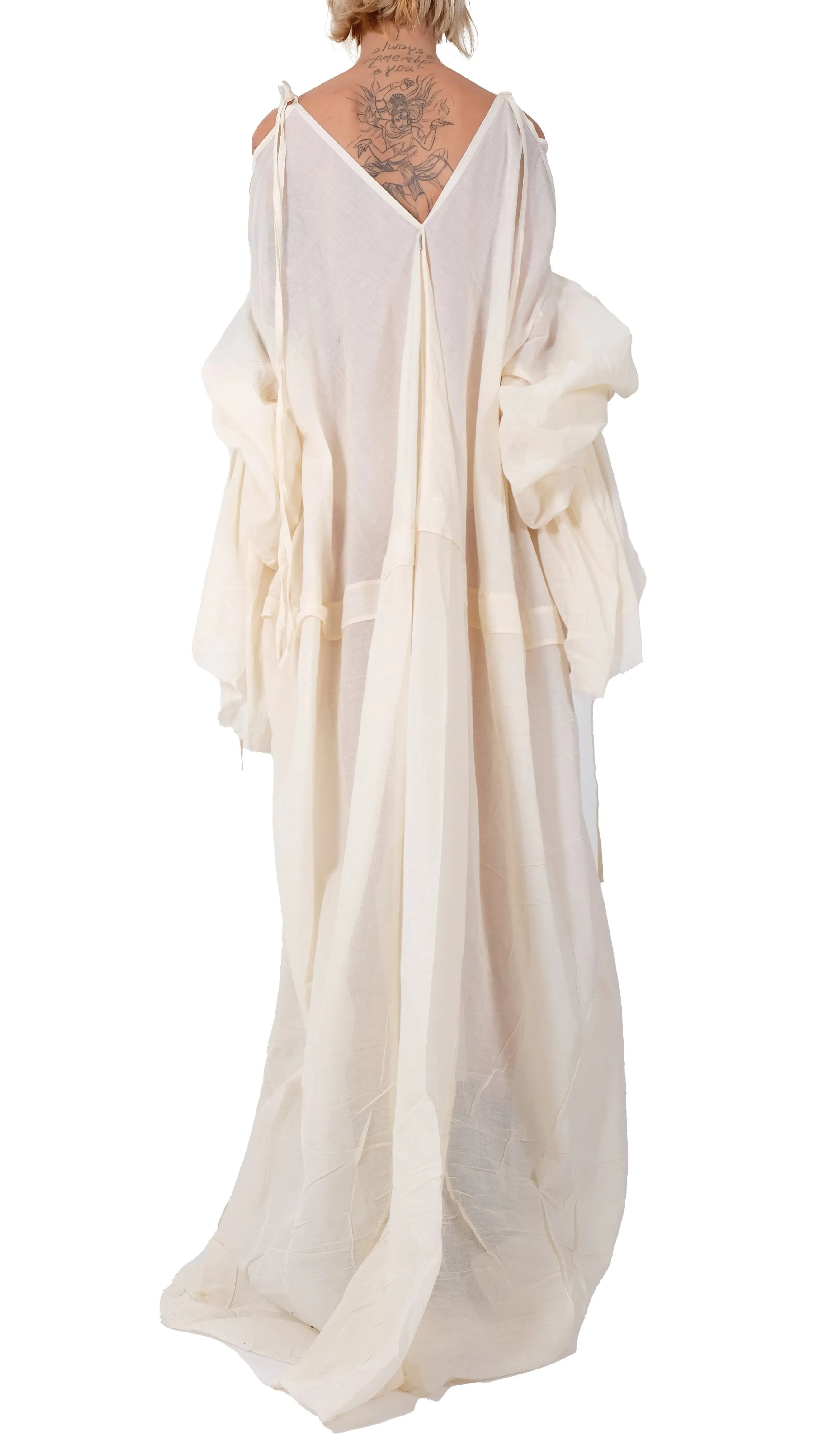 Cotton Dress with Oversized Sleeves