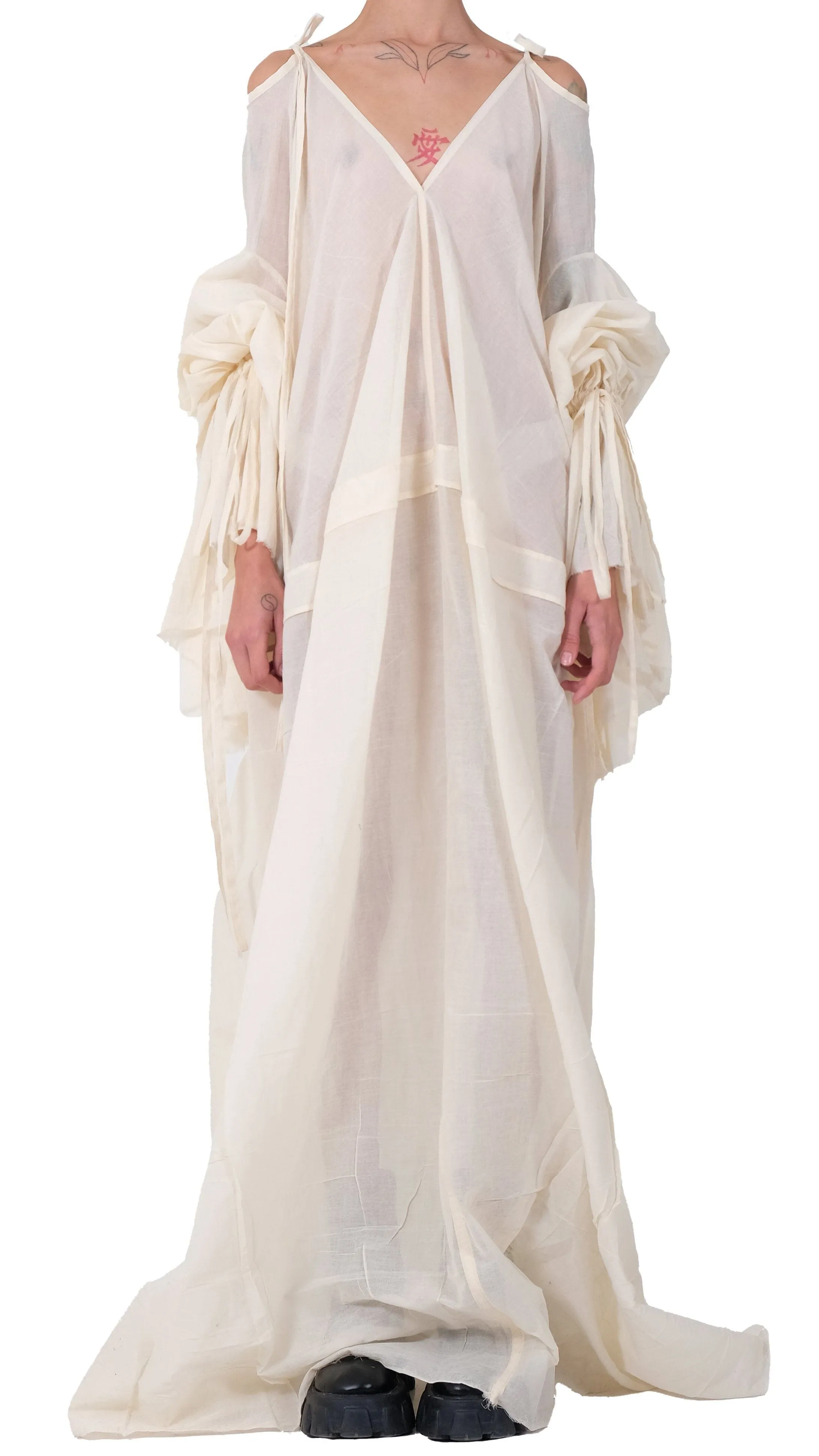 Cotton Dress with Oversized Sleeves