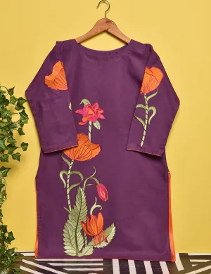 Cotton Embroidered Stitched Kurti - Stunning Poppy (TS-004B-Purple)