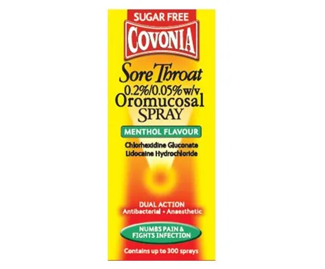 Covonia Sore Throat 0.2%/0.05%w/v Oromucosal Spray Menthol Flavour
