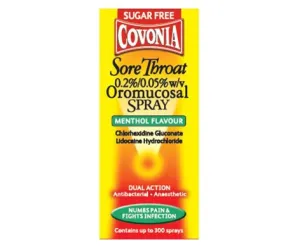 Covonia Sore Throat 0.2%/0.05%w/v Oromucosal Spray Menthol Flavour