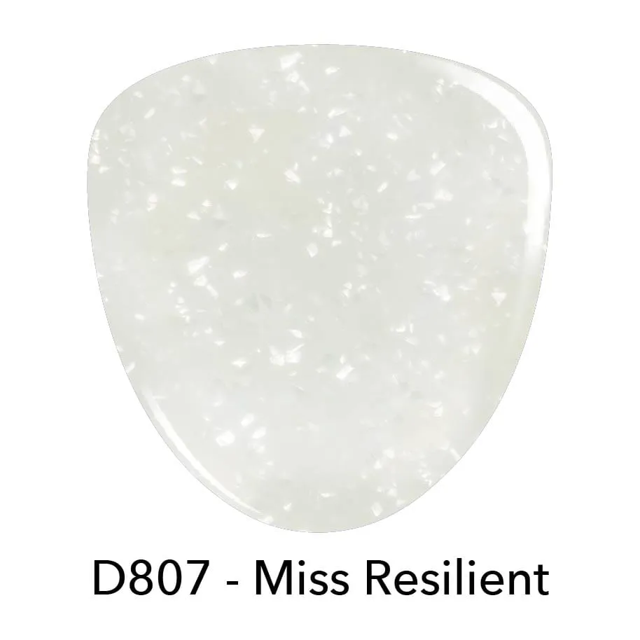 D807 Miss Resilient White Flake Dip Powder
