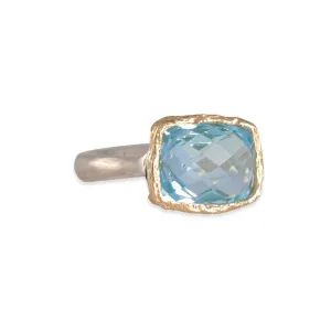 Danielle Welmond - Rectangular Textured Bezel Blue Topaz Ring
