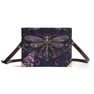 Dark Dragonfly Steampunk Book Cover Crossbody Bag – Unique Book Lovers Purse for Carrying Books, Tablets, & Journals
