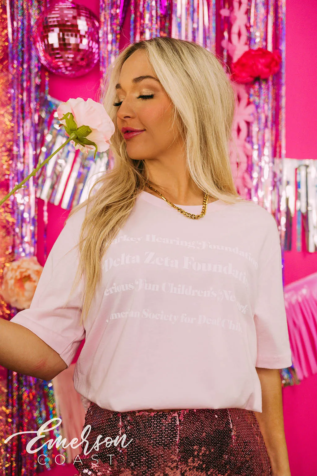 Delta Zeta Philanthropy Simple Pale Pink Tee