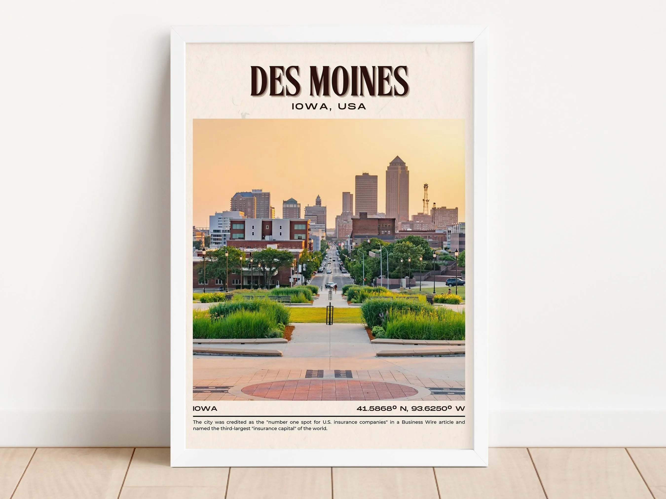 Des Moines Vintage Wall Art, Iowa, USA