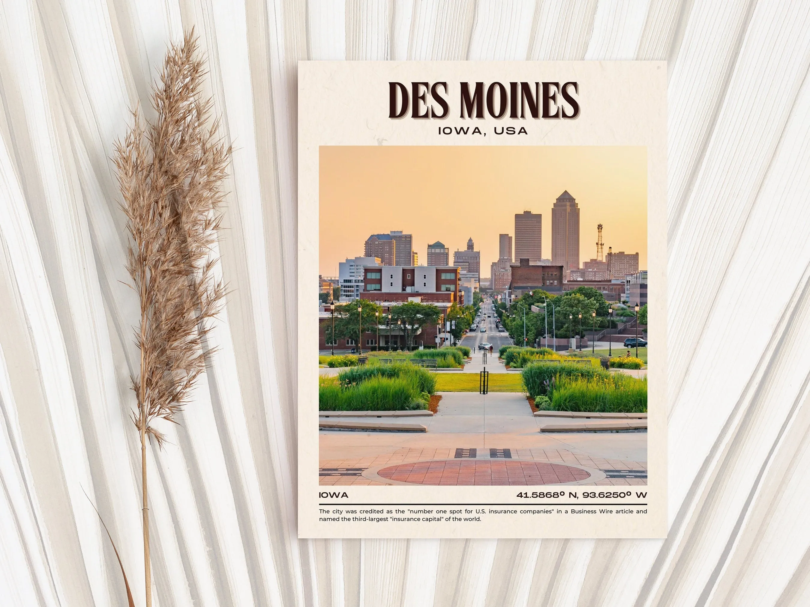Des Moines Vintage Wall Art, Iowa, USA