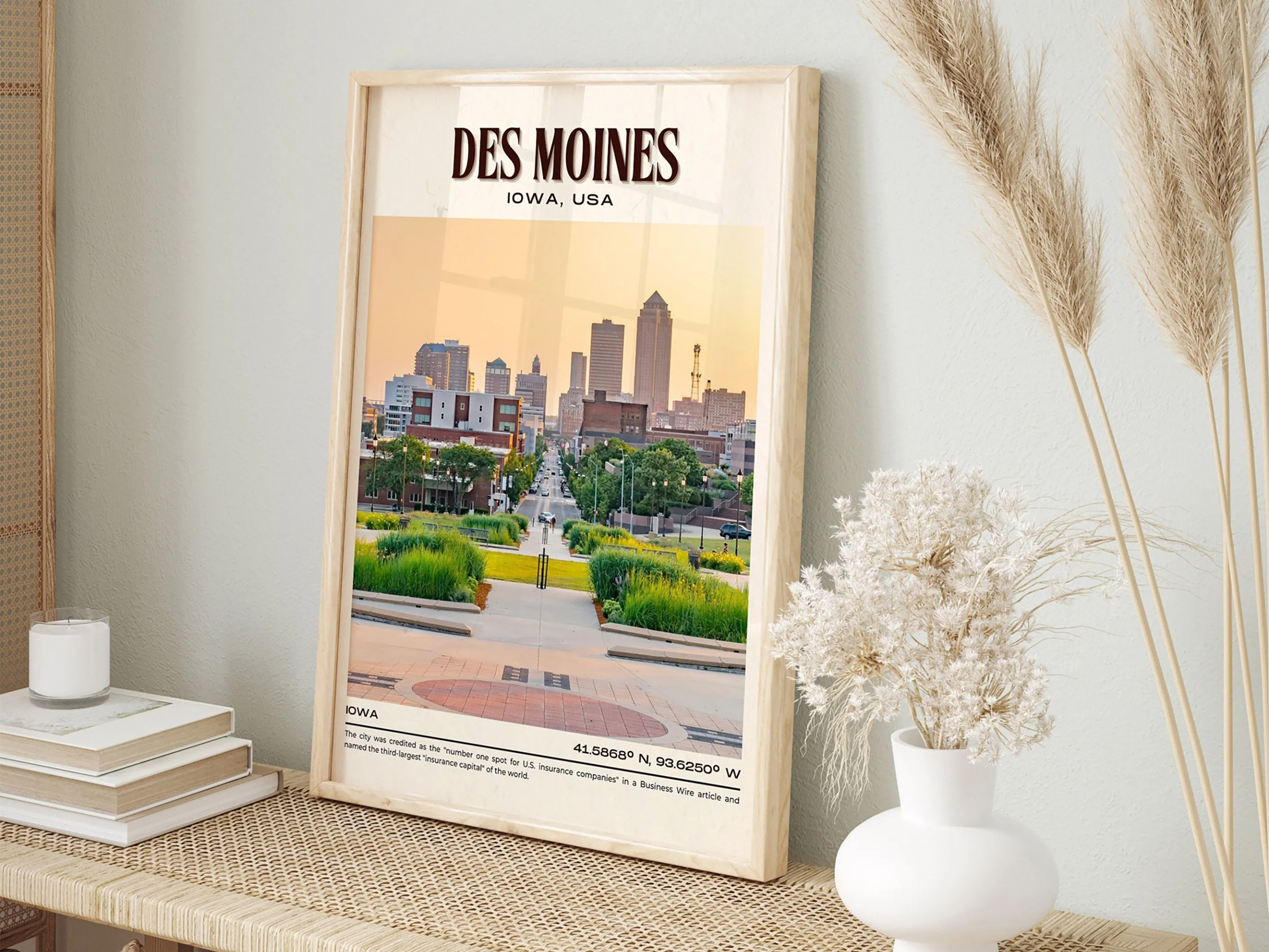 Des Moines Vintage Wall Art, Iowa, USA
