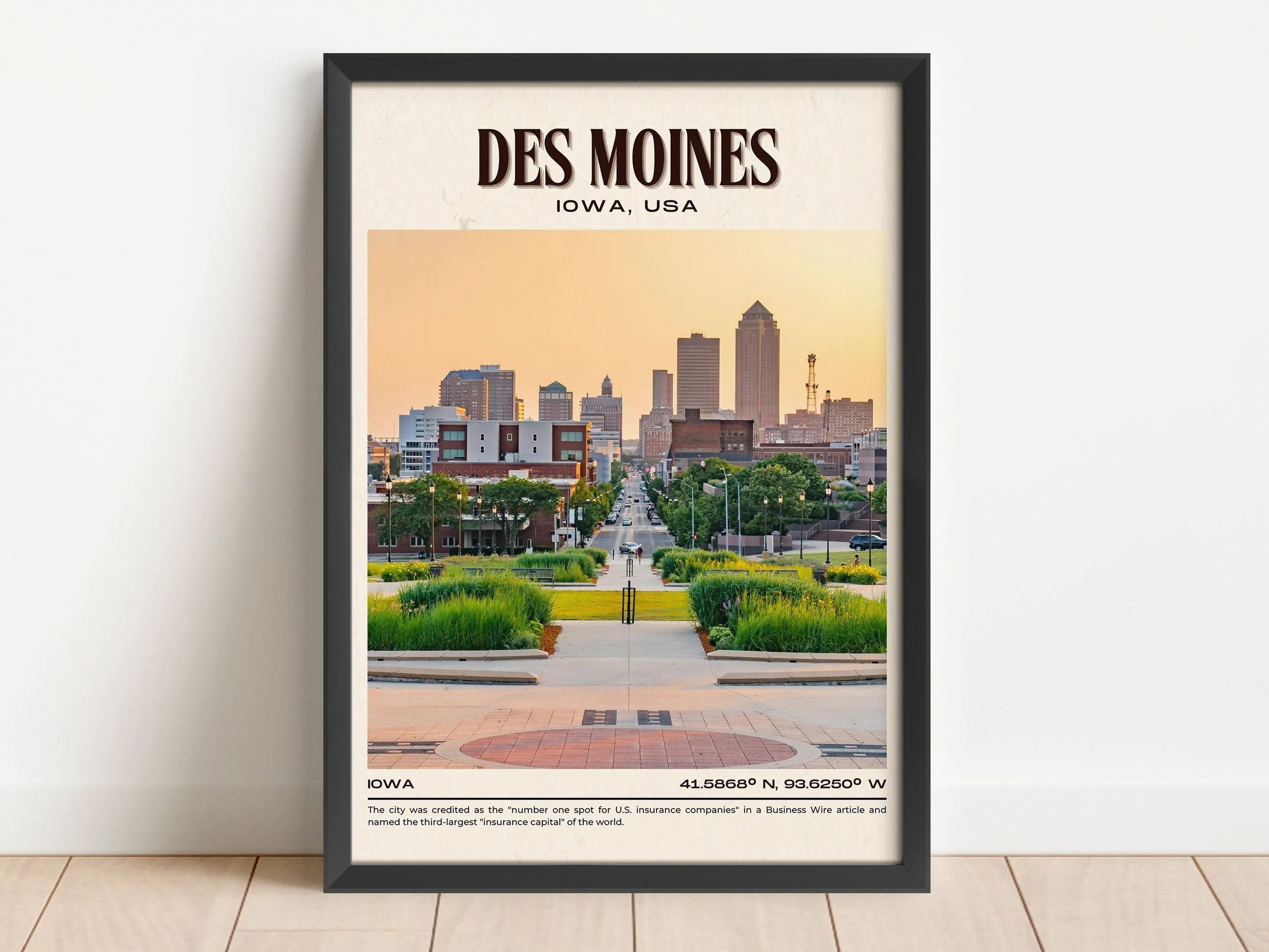 Des Moines Vintage Wall Art, Iowa, USA