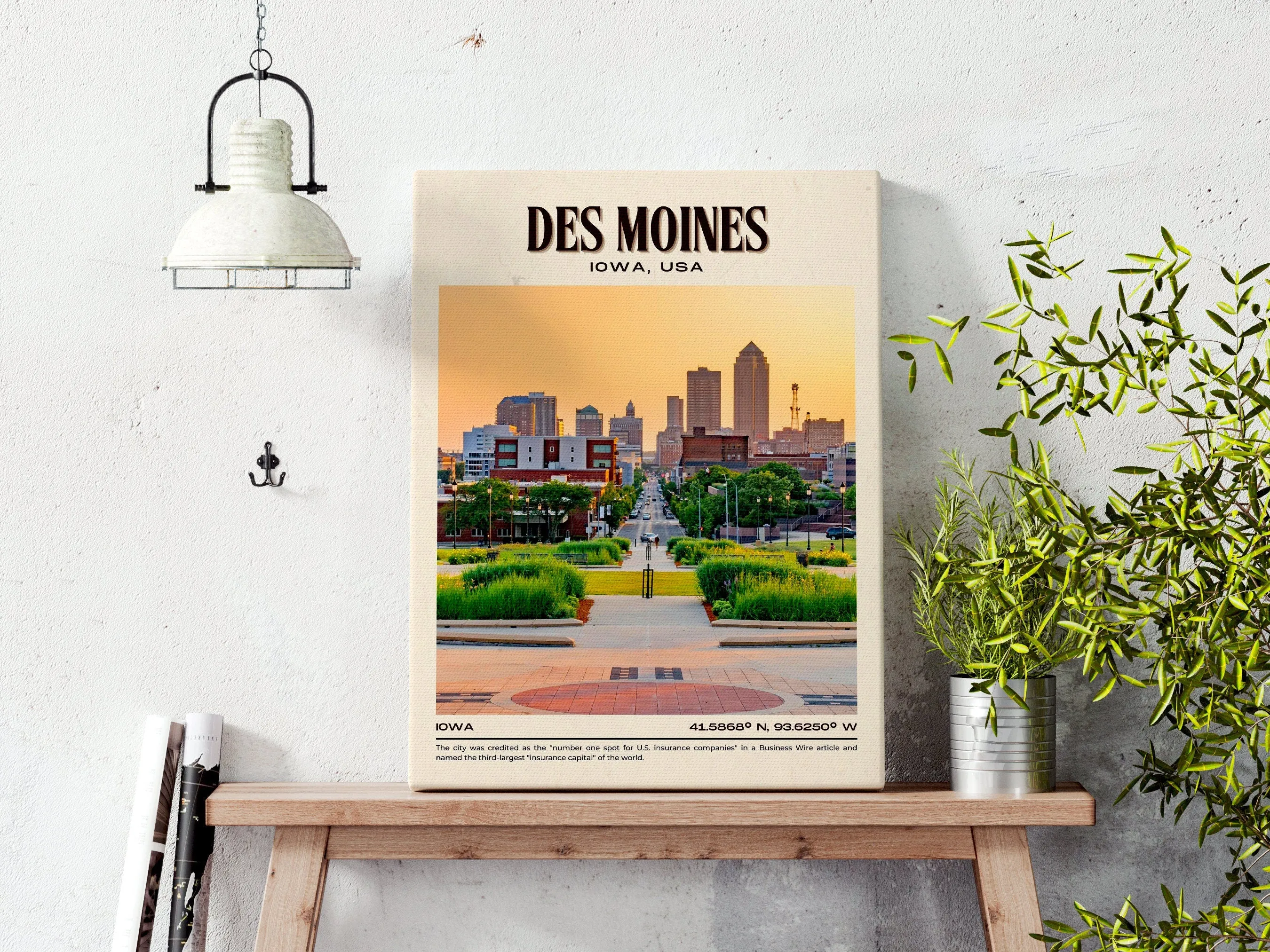 Des Moines Vintage Wall Art, Iowa, USA