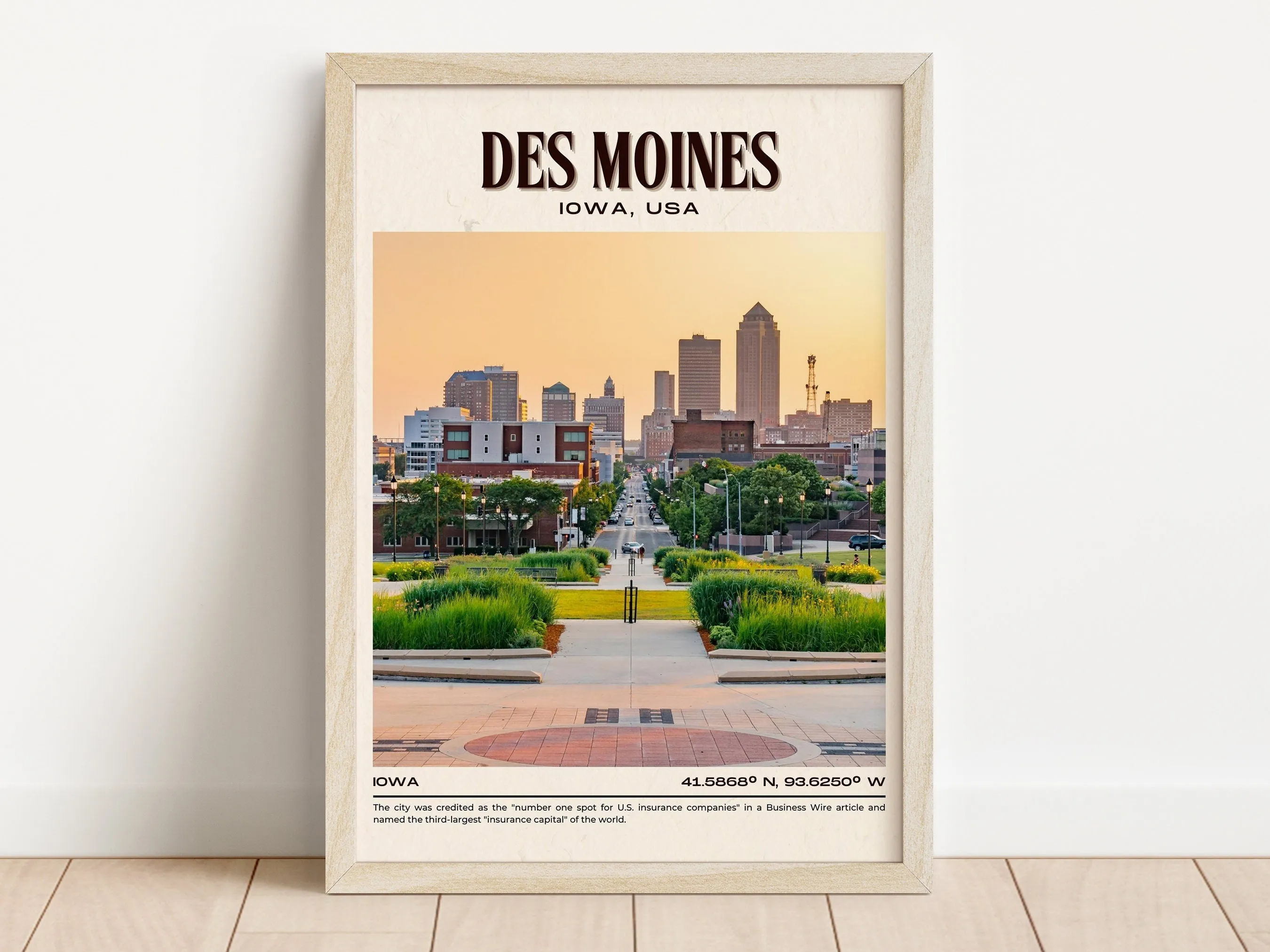 Des Moines Vintage Wall Art, Iowa, USA