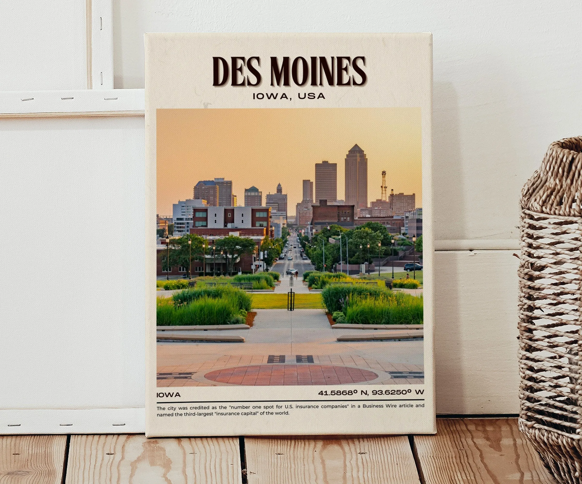 Des Moines Vintage Wall Art, Iowa, USA