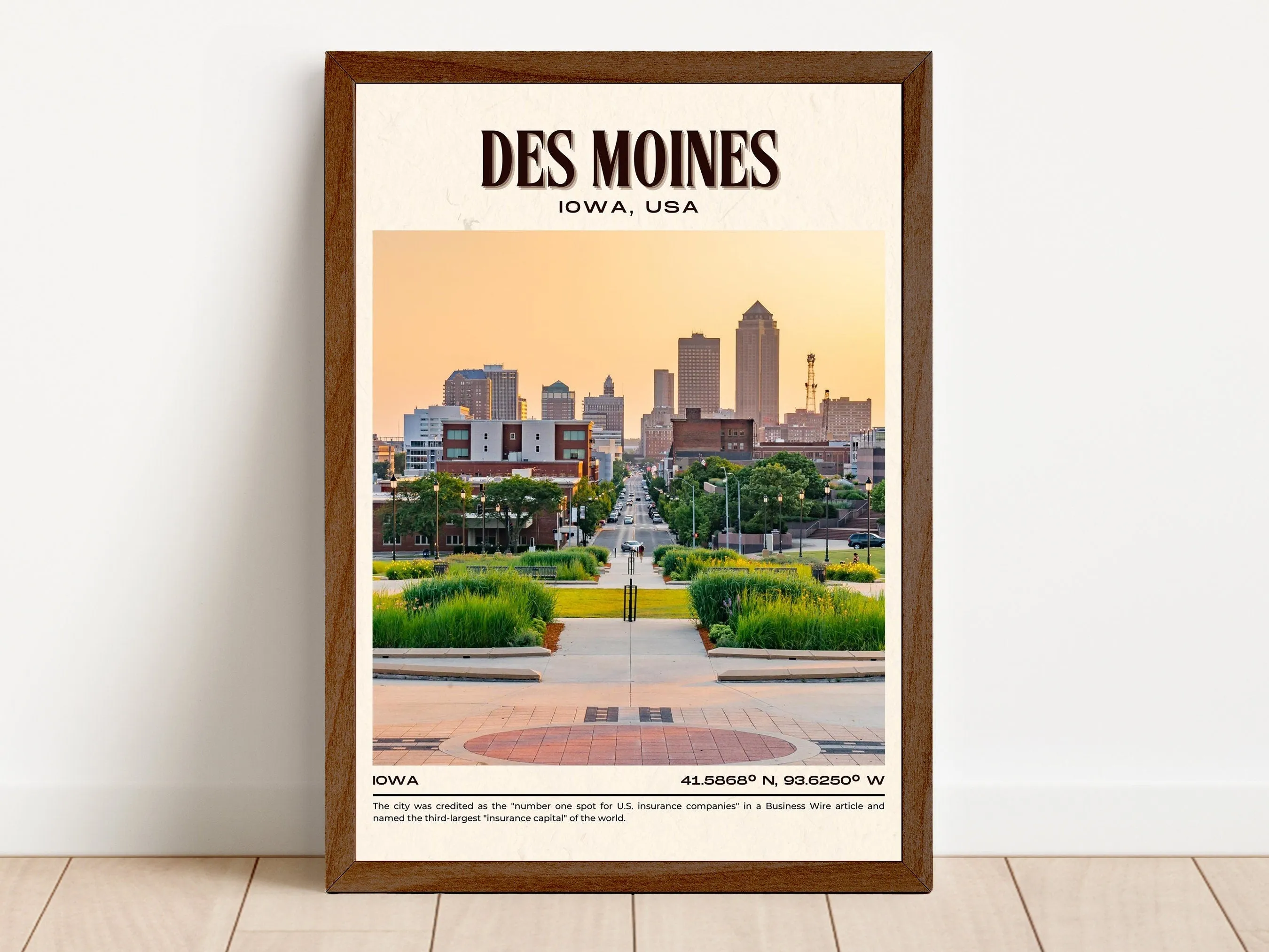 Des Moines Vintage Wall Art, Iowa, USA