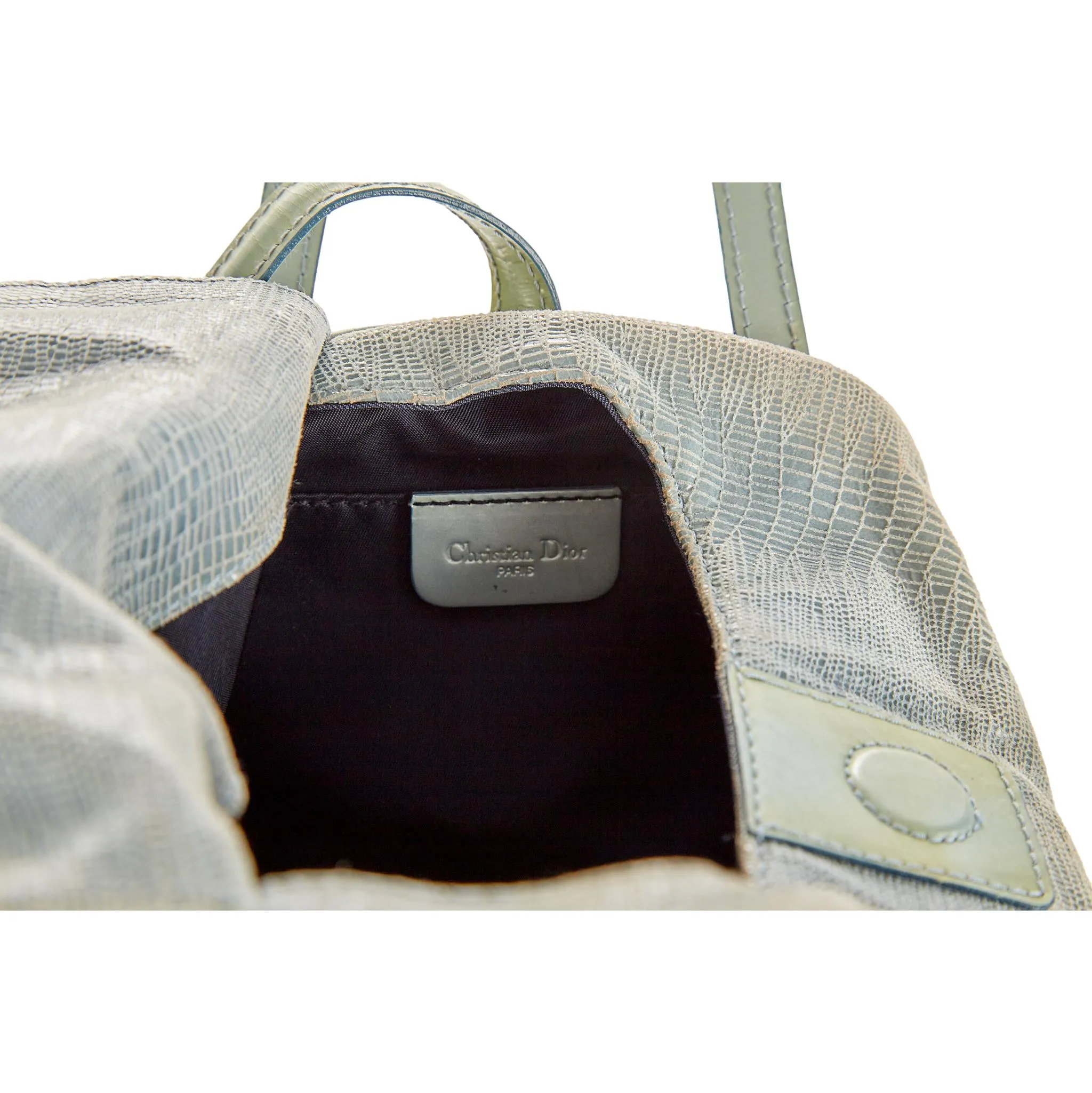 Dior Baby Blue Snakeskin Mini Top Handle Bag