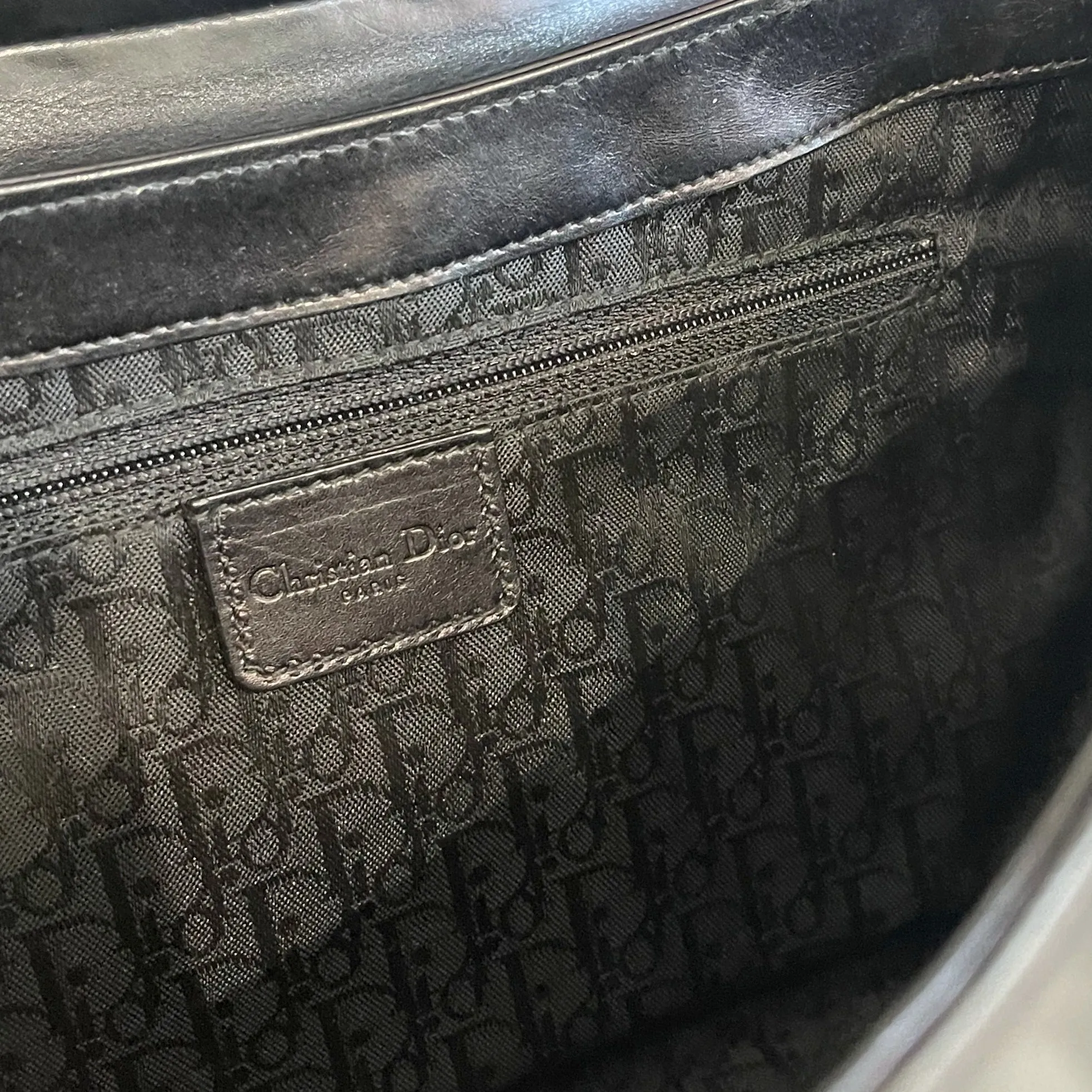 Dior Black Logo Leather Shoulder Bag