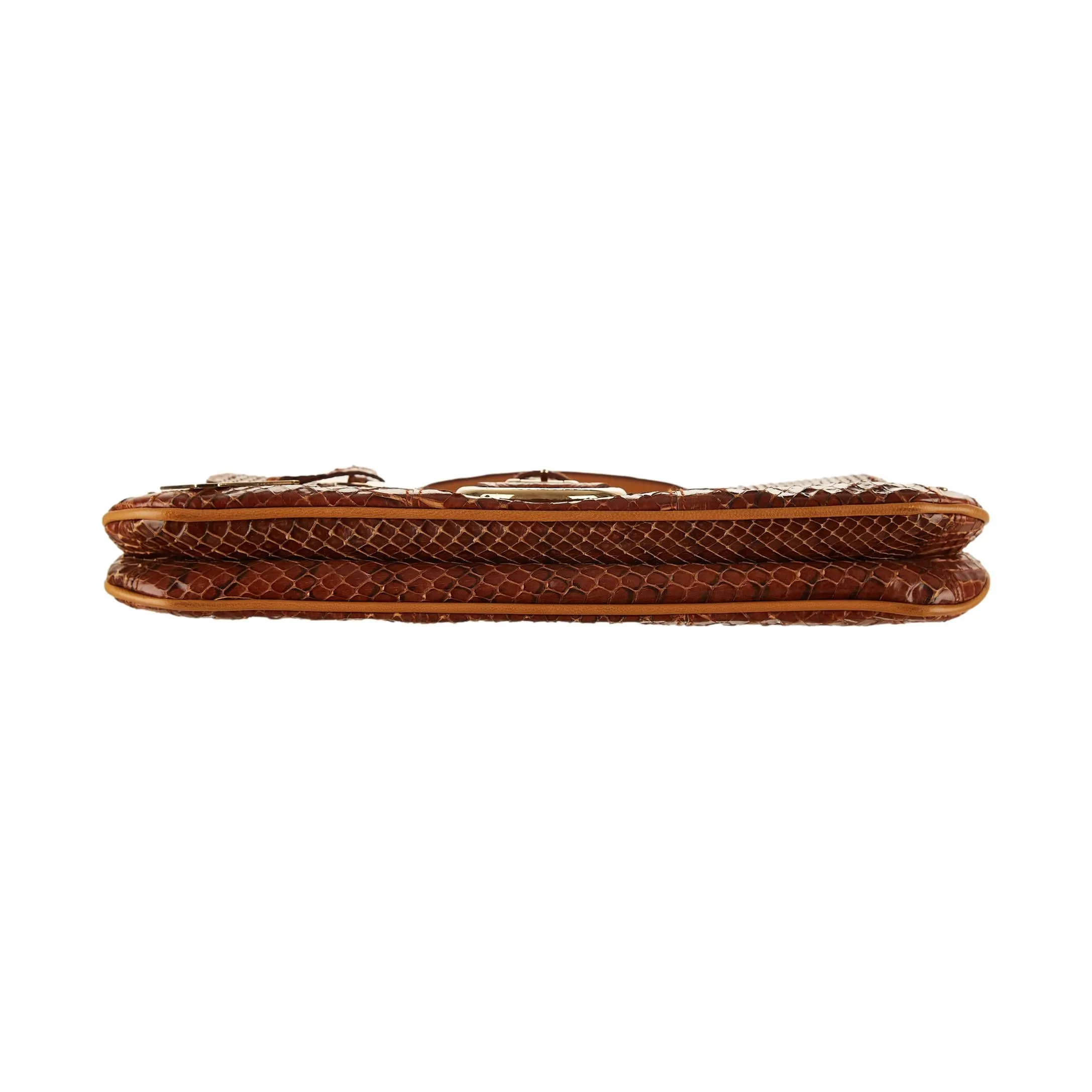 Dolce & Gabbana Brown Snakeskin Chain Shoulder Bag