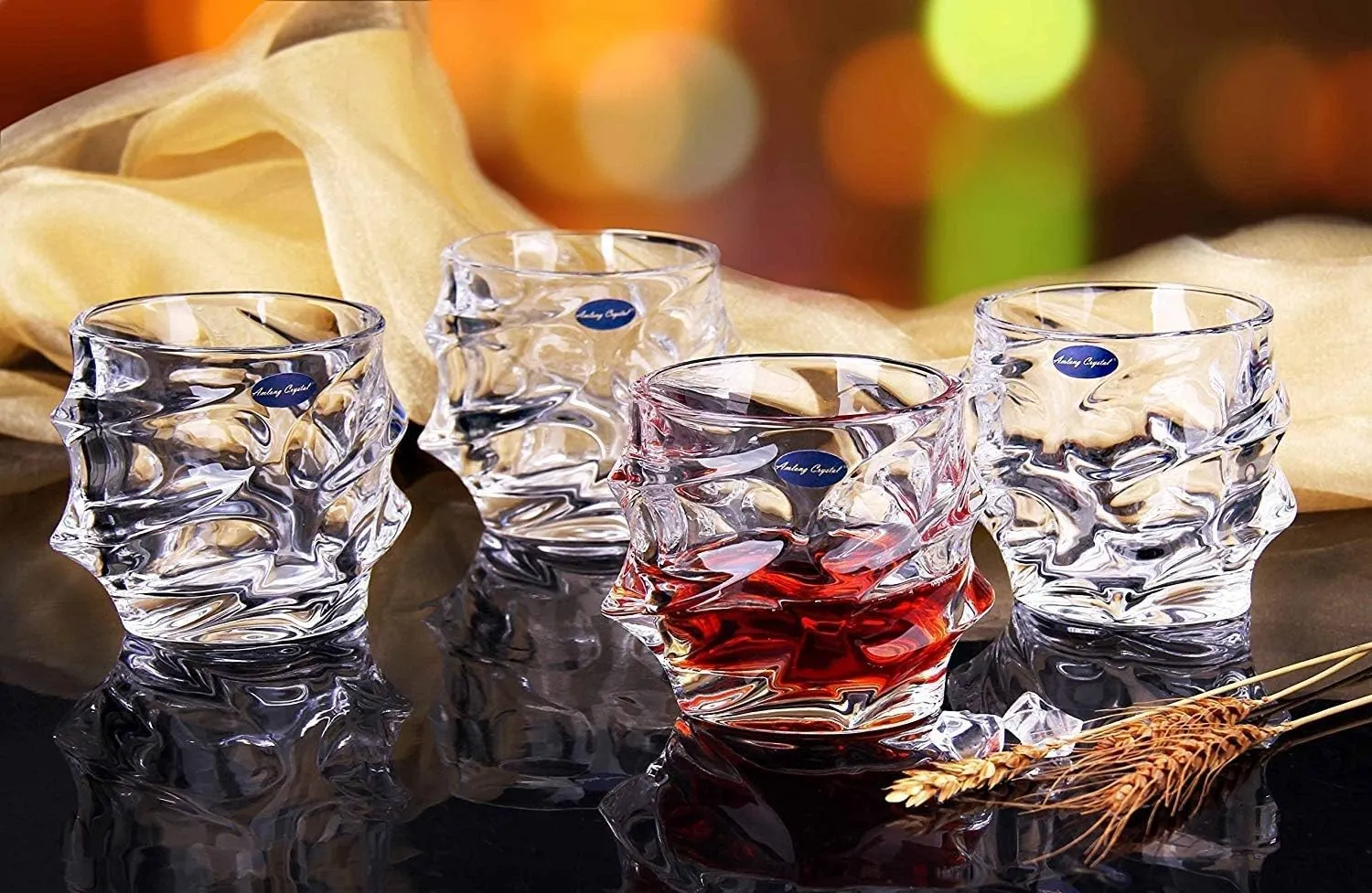 Double Old Fashioned Glasses Waterford Set of 4 with Gift Box