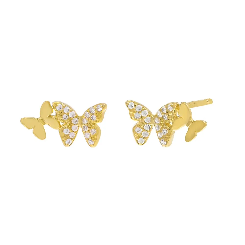 Double Pave Butterfly Stud Earring