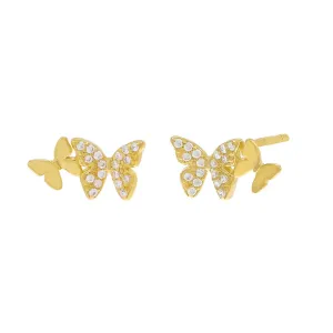 Double Pave Butterfly Stud Earring
